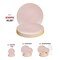 Pink with Gold Organic Round Disposable Plastic Dinner Plates - 10.25" (120 Plates)